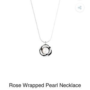 Noa Zumba Rose Wrapped Pearl Necklace. Sterling Silver.